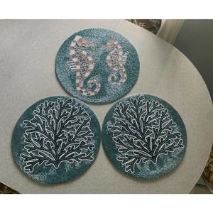 Set of 3 Coastal Beaded Chargers or Placemats (Tahari)